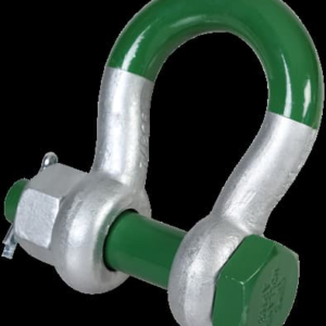 Green Pin Super® Bow Shackle BN G-5263, heavy-duty lifting hardware with a green and silver finish, designed for industrial applications.